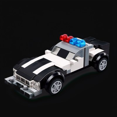 Toy Brick Police Car - Plastic - 3D icon from Toy Brick Vehicles - Plastic