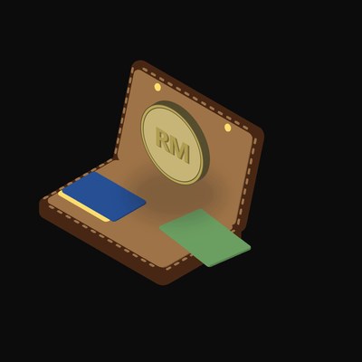 Malaysian Ringgit Floating Over a Wallet - illustration from Crypto & Currency Wallet Float