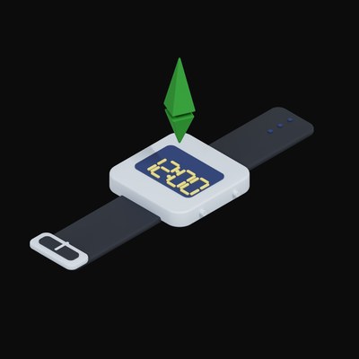 Ethereum Classic Floating Over a Watch - 3D icon from Crypto & Currency Watch Float