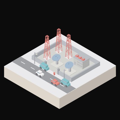 Rooftop Microwave Relay Animated Icon - animated icon from Isometric AI Infrastructure Scene Motion Icons