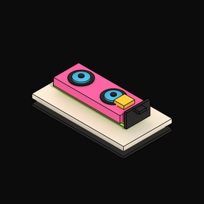 Pink Graphics Accelerator with Twin Fans - 3D icon from Neo Brutalist AI Hardware