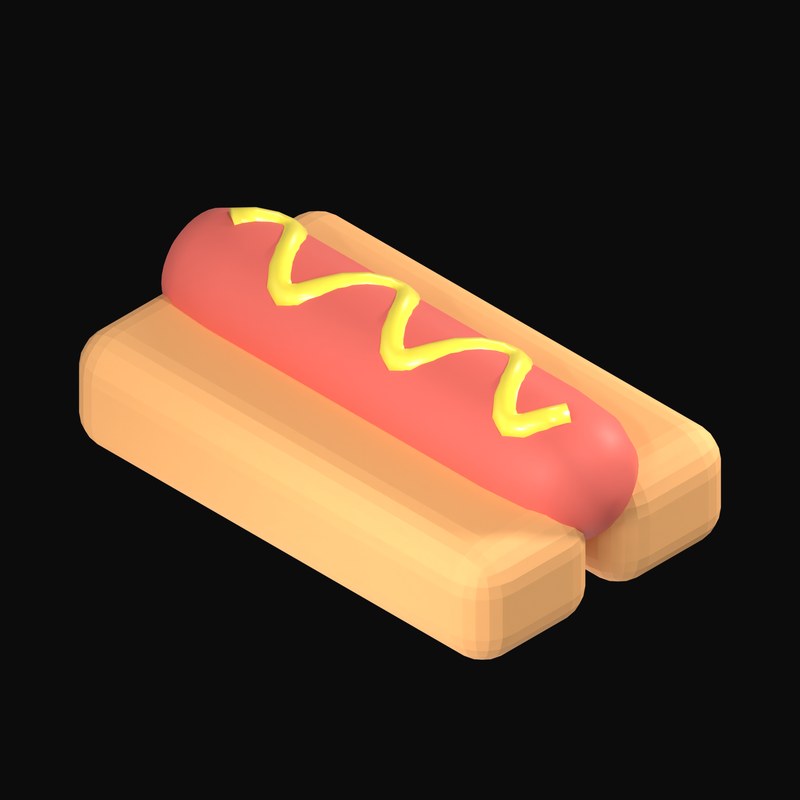 Hot Dog with Mustard 3D Icon - 3D icon from Clay Food 3D