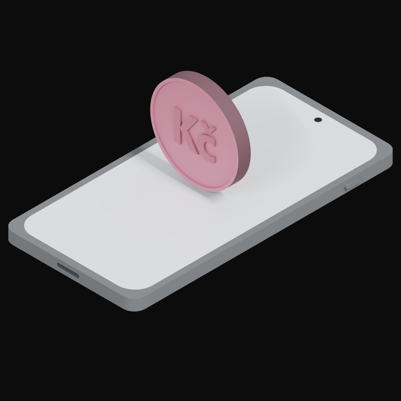 Phone Czech Koruna Floating - 3D icon from Crypto and World Currency Phone Float