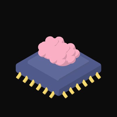 Pink Brain Processor Chip Icon - illustration from AI Chip and Processor Icons