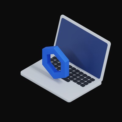 Chainlink Floating Over a Laptop - 3D icon from Crypto & Currency Laptop Float