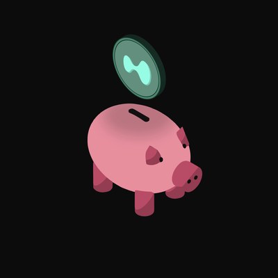 Hyperliquid Floating Over a Piggy Bank - animated icon from Crypto & Currency Piggy Bank Float