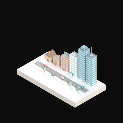 City Skyline Panorama - 3D icon from City Scenes