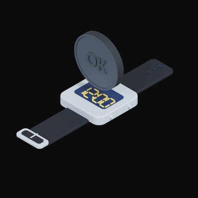 OKB Floating Over a Watch - 3D icon from Crypto & Currency Watch Float