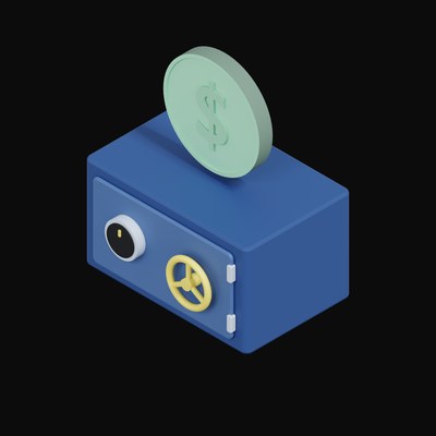 US Dollar Floating Over a Safe - 3D icon from Crypto & Currency Safe Float