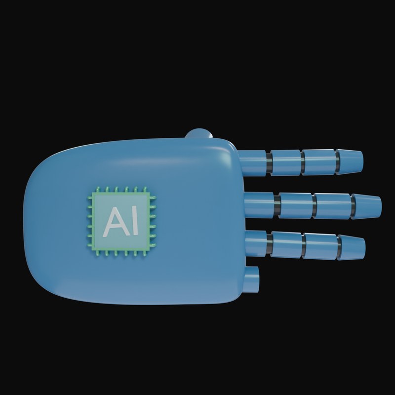 Steel Blue Three Fingers Robot Hand 3D Icon - 3D icon from Robot Hand Gestures 3D Icons