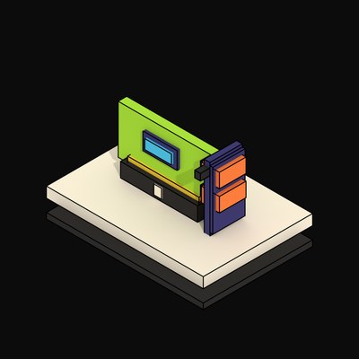 Lime Network Card with Two Port Cages - 3D icon from Neo Brutalist AI Hardware