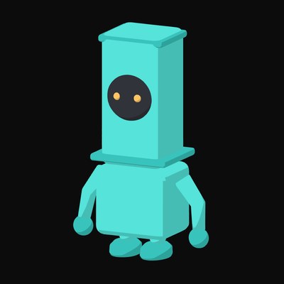 Turquoise Tall Head Robot Icon - illustration from Clay Robot Character Icons