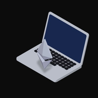 Ethereum Floating Over a Laptop - illustration from Crypto & Currency Laptop Float