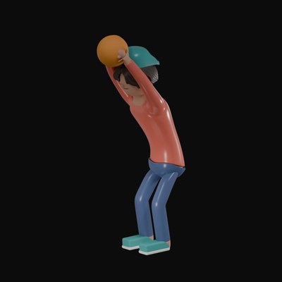 Man Slamming a Weighted Ball - 3D icon from Gym Workout Pose Figures 3D Icons