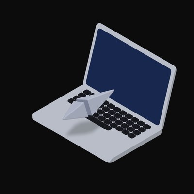 Ethereum Floating Over a Laptop (Back) - illustration from Crypto & Currency Laptop Float