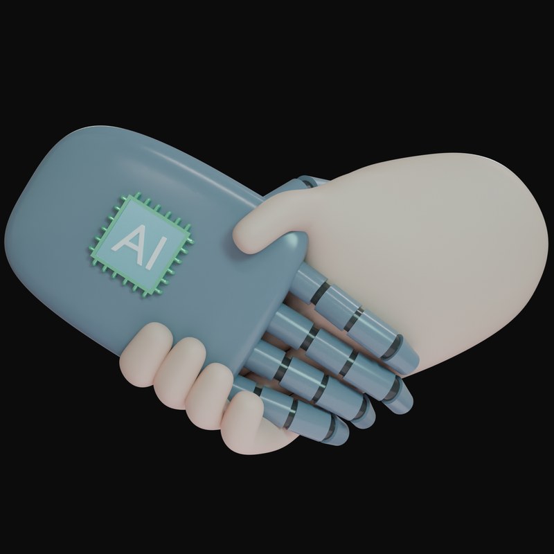 Slate Grey AI Handshake 3D Icon - 3D icon from AI Handshake 3D Icons