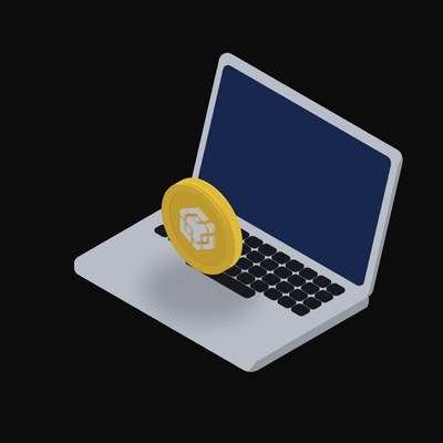 BNB Floating Over a Laptop - illustration from Crypto & Currency Laptop Float