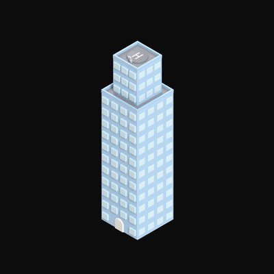 Glass HQ Tower with Helipad - 3D icon from Clay Buildings & Cottages