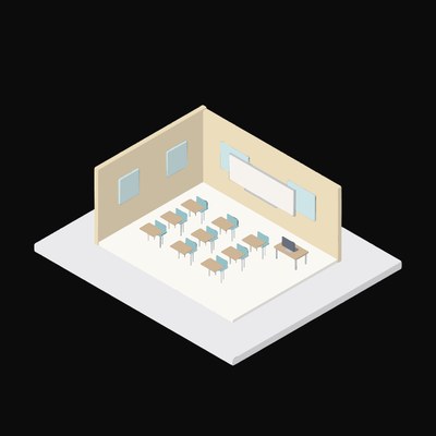 Classroom Row Desks - illustration from Interior Scene Icons