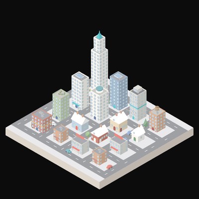 Wide Avenue Block - illustration from Isometric City Scene Illustrations