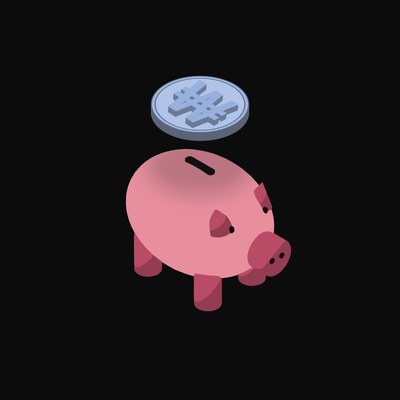 Korean Won Floating Over a Piggy Bank (Back) - animated icon from Crypto & Currency Piggy Bank Float