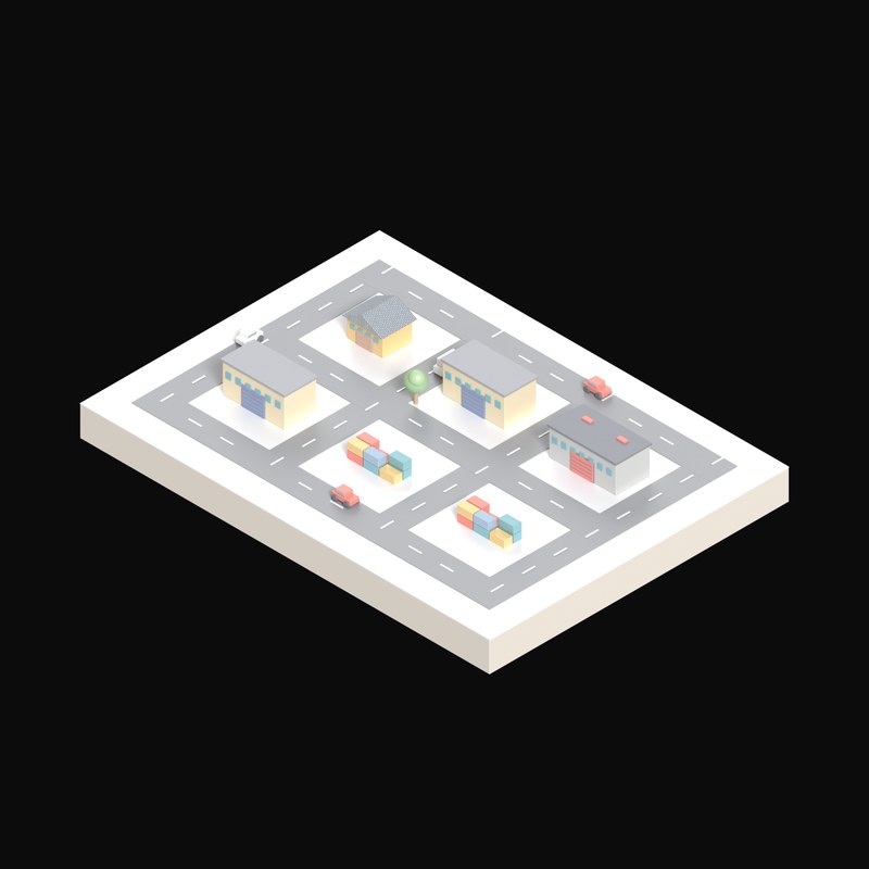 Dockside Warehouses - 3D icon from Industry and Transport Scenes