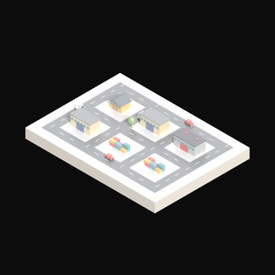 Dockside Warehouses - 3D icon from Industry and Transport Scenes