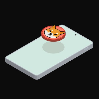 Phone Shiba Inu Floating Back - animated icon from Crypto and World Currency Phone Float