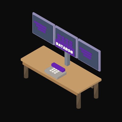 Datadog Heatmap on a Triple Monitor Desk - illustration from Isometric Developer Stack Desks Icons