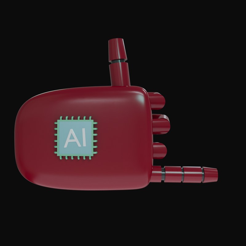 Burgundy Rock On Robot Hand 3D Icon - 3D icon from Robot Hand Gestures 3D Icons