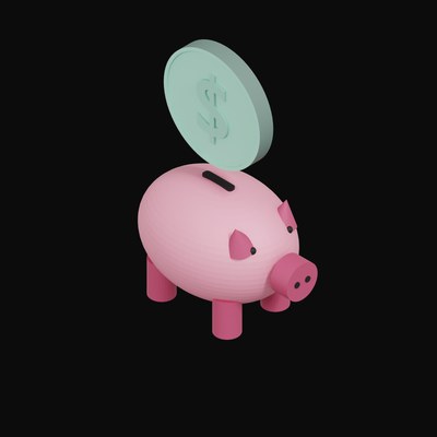 Mexican Peso Floating Over a Piggy Bank - 3D icon from Crypto & Currency Piggy Bank Float