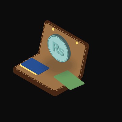 Pakistani Rupee Floating Over a Wallet - illustration from Crypto & Currency Wallet Float