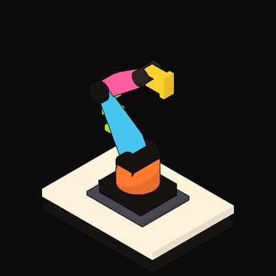 Cyan Robot Arm with a Pink Forearm - illustration from Neo Brutalist AI Hardware Icons