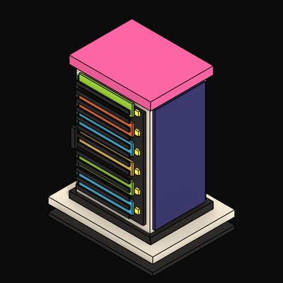 Cream Server Rack Cabinet with a Mesh Door - 3D icon from Neo Brutalist AI Hardware