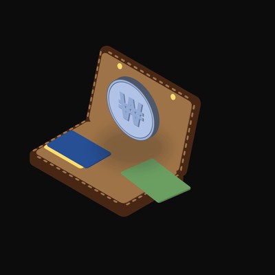 Korean Won Floating Over a Wallet - illustration from Crypto & Currency Wallet Float