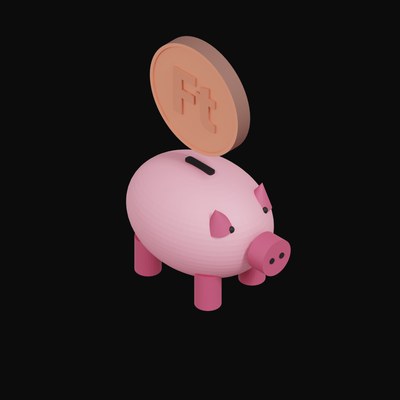 Hungarian Forint Floating Over a Piggy Bank - 3D icon from Crypto & Currency Piggy Bank Float