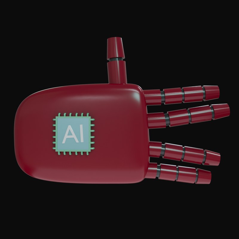 Burgundy Split Finger Salute Robot Hand 3D Icon - 3D icon from Robot Hand Gestures 3D Icons