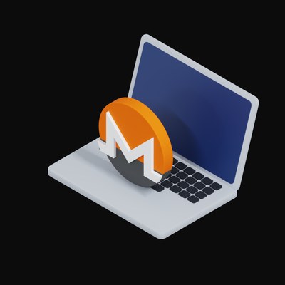 Monero Floating Over a Laptop - 3D icon from Crypto & Currency Laptop Float
