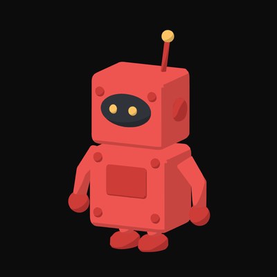 Red Riveted Tin Robot Icon - illustration from Clay Robot Character Icons