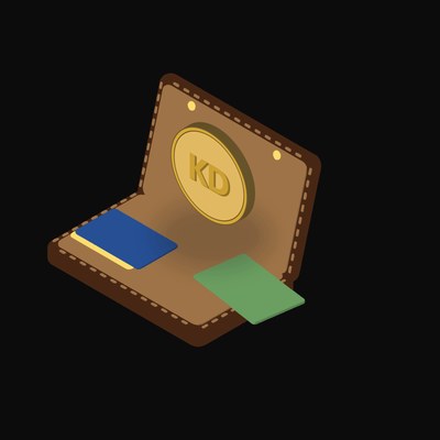 Kuwaiti Dinar Floating Over a Wallet - illustration from Crypto & Currency Wallet Float