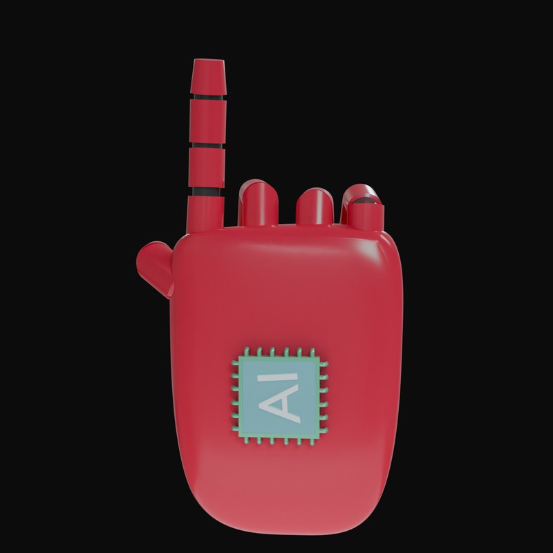 Crimson Pointing Up Robot Hand 3D Icon - 3D icon from Robot Hand Gestures 3D Icons