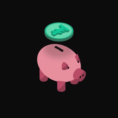 Tether Floating Over a Piggy Bank (Back) - animated icon from Crypto & Currency Piggy Bank Float
