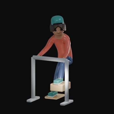 Man Climbing on a Step Machine - 3D icon from Gym Workout Pose Figures 3D Icons