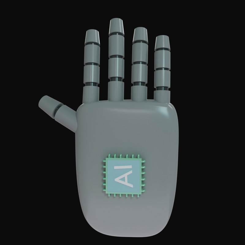 Grey Open Palm Robot Hand 3D Icon - 3D icon from Robot Hand Gestures 3D Icons