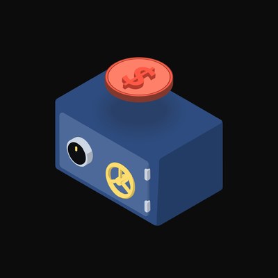 Singapore Dollar Floating Over a Safe (Back) - animated icon from Crypto & Currency Safe Float