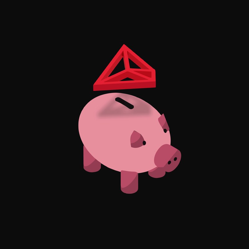 TRON Floating Over a Piggy Bank (Back) - animated icon from Crypto & Currency Piggy Bank Float