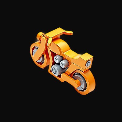 Orange Toy Brick Motorcycle - Clay 3 - 3D icon from Toy Brick Vehicles - Clay