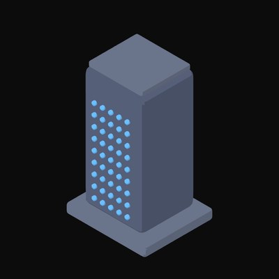 Glowing Blue Server Tower Animated Icon - animated icon from Server and Network Hardware Motion Icons