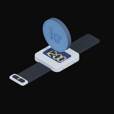 Norwegian Krone Floating Over a Watch - 3D icon from Crypto & Currency Watch Float