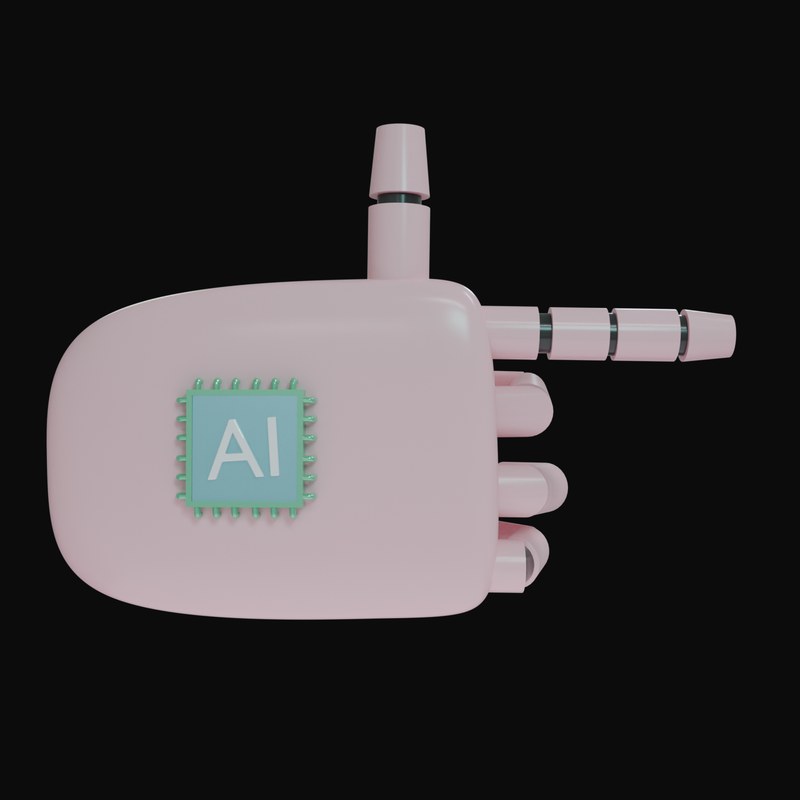 Pink Pointing Right Robot Hand 3D Icon - 3D icon from Robot Hand Gestures 3D Icons